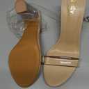 ZriEy Clear Block Sandals Chunky Heels for Women 3.35 Inch Open Toe Adjustable Ankle Strap Pump Sandals for Weddings Parties Daily Wear, 7.5M