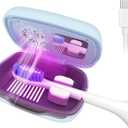 Toothbrush Covers Case and Holder,Toothbrush San itizer with Holder, Rechargeable Portable Toothbrush Cleaner Case, Toothbrush Box Fan with Dryer (Blue)