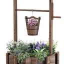 Amopatio Large Wishing Well for Outside, Wooden Wishing Well with Adjustable Hanging Bucket, Rustic Flower Planter Garden Patio Lawn Home Decor (25.60''x25.60''x 53.20")