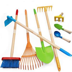 Toddler Gardening Tools, Kids Rake and Shovel Set for Digging Dirt, Children Broom for Outdoor Yard Garden Camping, Montessori Toys for Ages 3 4 5 6 7 8 Years