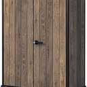 Keter Signature Collection Vertical Ft All-Weather Storage Shed with Skylight, Window, Built-in Ventilation, Customizable Walls, & Lockable Double Doors, Walnut