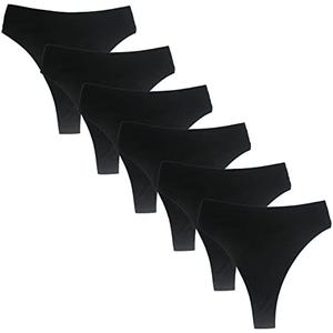 Amwounu High Waisted Cotton Thongs Underwear For Women Breathable Sport Athletics Panties High Rise Plus Size Multipack 6 Pack Large