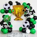 Soccer Watch Party 101Pcs Soccer Balloon Arch Kit Championship Soccer Birthday Party Decorations with Giant Gold Trophy Cup, Cleat Shoe & GOAL Foil Balloons Green Black White
