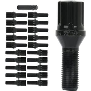 ECCPP 12x1.25 Lug Bolts Shank 28mm Black Wheel Bolts M12x1.25 Wheel Studs with 1 Key fits for 2013-2016 for Dodge for Dart 2014-2018 for Jeep for Cherokee 2015-2018 for Jeep for Renegade 20 Pieces