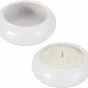 MECCANIXITY Pebble Tealight Candle Holders, 2 Pack Handcrafted Ceramic Tea Light Holder for Home Decor, Garden, Table Centerpiece, Wedding, Desk Shelf Decor, White