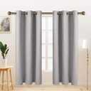 LORDTEX Linen Look Textured Blackout Curtains with Thermal Insulated Liner - Heavy Thick Grommet Window Drapes for Bedroom, 40 x 63 Inches, Silver, Set of 2 Panels