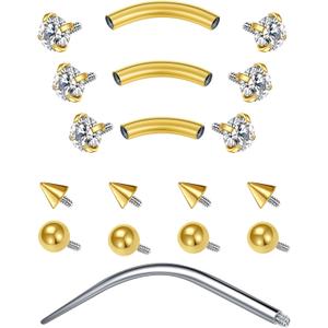 D.Bella 16G Eyebrow Piercing Jewelry Daith Rook Earrings Stianless Steel Internal Thread Curved Barbell Vertical Labret Lip Belly Ring Snug Tragus Piercing 8mm/10mm/12mm
