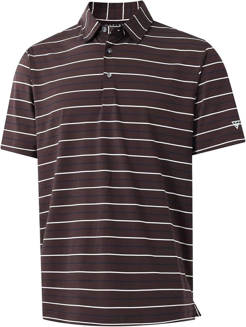 M MAELREG Boys Polo Shirt Short Sleeve Performance Moisture Wicking Dry fit Casual Striped Golf Shirts for Boys (6 Years)