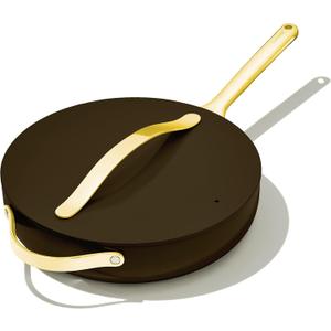 Caraway Nonstick Ceramic Sauté Pan with Lid (4.5 qt, 11.8") - Non Toxic, PTFE & PFOA Free - Oven Safe & Compatible with All Stovetops (Gas, Electric & Induction) - Black