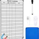 Lincia Project Planning Dry Erase Whiteboard Magnetic Dry Erase Board with Lines Sliding Marker Tray Aluminum Frame White Board Planner for Wall Scheduling(24"x 36",Project Planning Vertical)