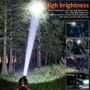 2 x Rechargeable Headlamp, 50000 High Lumens. Super Bright with Motion Sensor, 5 Lighting Modes. IPX7 Waterproof, 90 Adjustable & zoomable, Ideal for Camping, Cycling and Running.