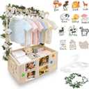 Wooden Baby Shower Crate Personalized Baby Gift Basket for Newborn Boy & Girl, Baby Closet Organizer with Handle, Keepsake Storage Box for New Mom & Parents