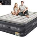 OhGeni Air Mattress Full with Built-in Pump,18'' Comfortable Blow Up Colchones Inflables Mattress for Home,Guests,Foldable,Portable Bed for Adults,Durable Airbed Supports Up to 600 lbs,Black
