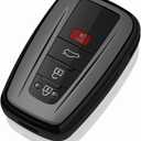 Tukellen for Toyota Key Fob Cover Special Soft TPU Key Shell Case Protector Compatible with2019-2026 Rav4 2020-2022 Highlander Corolla Prius 2018-2024 Camry Avalon C-HR GT86 4Runner-Black