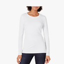 Amazon Essentials Women's Regular-Fit Long-Sleeve Crewneck T-Shirt, Whit, Large
