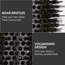 H&S Round Brush For Blow Drying - 2 Inch Thick - Large Ceramic Styling Boar Bristle Brush - Ionic & Nano Technology for Voluminous Hair (Brown)