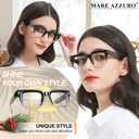 MARE AZZURO Thick Reading Glasses Women Stylish Square Readers 1.0 1.25 1.5 1.75 2.0 2.25 2.5 2.75 3.0 3.5 4.0 5.0 6.0 (Black+clear)