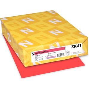 Neenah Astrobrights Color Paper, 8.5”x11”, 89gsm, Rocket Red, 500 Sheets (22641), 24lb Colored Paper