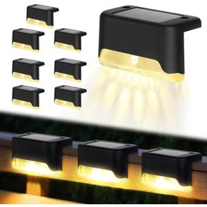 Solar Deck Lights, 8 Pack LED Waterproof Outdoor Lights for Stairs, Steps, Fence, Railing, Pathway (8)