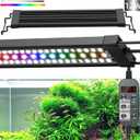 LED Aquarium Light, 24/7 Full Spectrum Dimmable Submersible Light 12-18 inch 12W for 10 Gallon Fish Tank, Day+Night Mode DIY Timer Auto On Off, High Brightness 8 Colors RGB Mode