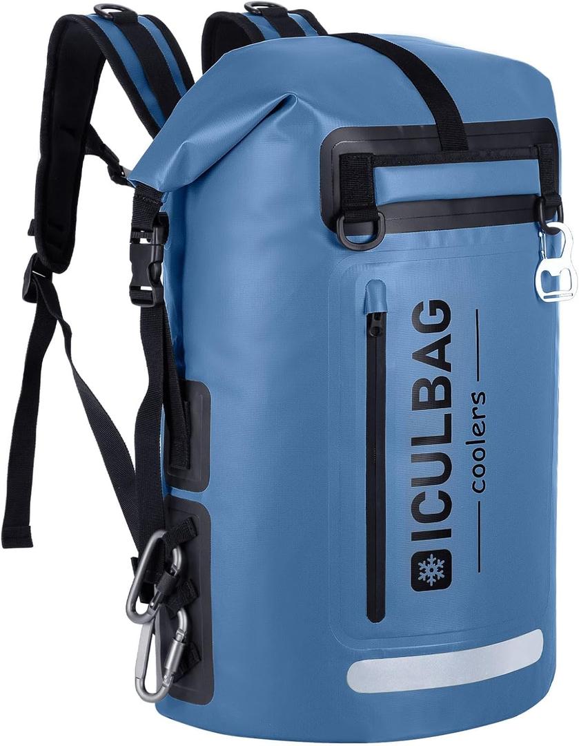 48cans Large Cooler Backpack Insulated Waterproof for Men Women Insulated Backpack Cooler Leak Proof Waterproof for 24 Hours Cooling for Camping Picnic Hiking Beach Travel Kayaking (35L, Blue)