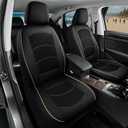 Road Comforts Car Seat Covers, Leather Seat Covers with Piping, Air-Cool Mesh Designed, Airbag Compatible Automotive Front Seat Covers for Most Car, Truck, Van, SUV - Black with Black Piping