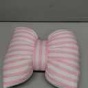 Pink Bow Pillow, 18" x 14" Decorative Throw Cushion Stripes Shaped Coquette Cotton Handmade Striped Case Washable for Big Sofa Office Car Neck Lumbar Aesthetic Themed Room Home Decor
