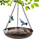Hanging Bird Bath for Outside, 10" Metal Bird Bath Bowl with Chains & Hook Outdoor Hanging Birdbath for Tree, Gazebo, Patio, Balcony, Gift for Bird Lovers
