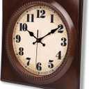 Wall Clock Vintage 1950s Style - Square Retro 12 Inch Wall Clocks Battery Operated for Kitchen Home Decor, Cherry Red