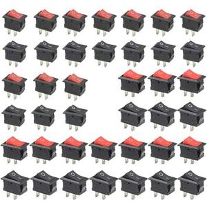 WMYCONGCONG 40 Pcs SPST 2 Position On/Off 2 Pin Mini Boat Rocker Switch AC 3A/250V 6A/250V 10A/125V (2 Kinds)