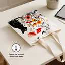 NAMQUL Cute Black Cat Canvas Tote Bag for Women with Zipper Pockets - Large Reusable Shopping, Grocery, Gym & Book Carry Bag, Aesthetic Work Tote Design, Eco-Friendly Gift for Cat Lovers