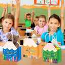 24 PCS Happy First Day of School Gift Bags, Colorful Welcome Back to School Decorations Pencil Goody Bags with Handles, Rainbow Paper Favors Bag for Students Teacher Staff Party Supplies Bulk