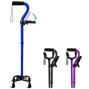HoneyBull Blue Walking Came Quad Prong Stable Bass Adjustable Height.30-38in