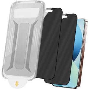 2 Pack for iPhone 13 Pro / 14/13 /16e 360 Degree Privacy Screen Protector Anti spy Tempered Glass Film Easy Installation Auto-Alignment Kit, Auto Dust-Elimination 6.1 inch