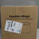 Lampshades Set of 2, Drum Lampshades 11.6" Top x 12.6" Bottom x 9.8" High, Seaside village Medium Lampshades (Spider Fitter), Beige Lampshades Natural Linen Hand Crafted, Easy Assembly Required