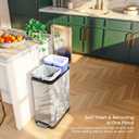 Home Zone Living 13 Gallon Slim Kitchen Trash Can with Dual Compartments for Recycling, Stainless Steel, White, 50 Liters Total