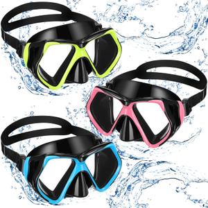 Fabbay 3 Pieces Swimming Diving Goggles with Nose Cover Adult Swim Snorkel Goggle Swim Goggle Pack Pool Goggles for Youth Men Women (Multicolor)