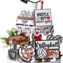 13 Pcs Volleyball Tiered Tray Decor Wooden Volleyball Table Centerpieces Decor Rustic Wooden Sport Game Sign for Fans Theme Party Supplies