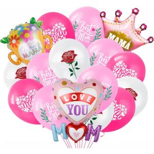 Mother's Day Party Balloons I Love You Best Mom Ever Latex Balloons Happy Mother's Day Balloons For Mother's Day Party Decorations