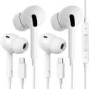 USB C Headphones for iPhone 17 16 Pro Max 16e 16 Plus 16Pro 15 Pro Max 15 Plus 15Pro, USBC Earbuds in-Ear Earphones Wired Type C Ear Buds with Mic Volume Control HiFi Stereo Noise Cancelling - 2Pack