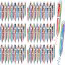Aodaer 144 Pieces Multicolor Ballpoint Pens 0.5 mm 6 Colors Transparent Barrel Ballpoint Pen 6-in-1 Multicolor Retractable Ballpoint Pens for Office School Supplies Gifts
