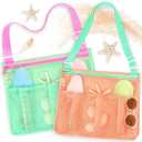 Tagitary Beach Toys Kids Mesh Beach Bags with Zipper, Seashell Collecting Crossbody Sand Toys Bag for Boys Girls Quick Dry Summer Pool Vacation Travel Essentials