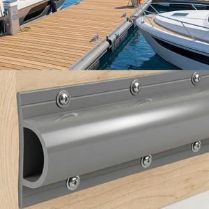 Dock Bumpers 5 Pack, 16.4 Feet Boat Dock Bumper Guards Marine Rub Rail with Mounting Screws Double Molded Rubber Edging Fender for Straight Edge and Side, Poles, Deck or Outdoor Stage Edge (Grey)