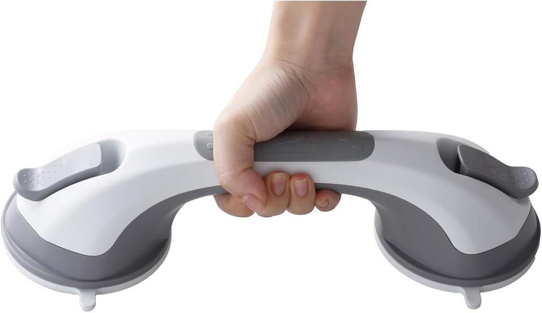 Suction Cups Grab Rails for Bathroom, Strong Bathtub Shower Handles, Anti Slip Shower Wall Grip Handle, Disability Aids, Hold 110Kg Shower Grab Bar for Elderly Children (Gray, 31cm)