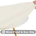 Smiry Round Picnic Tablecloth, Waterproof Elastic Fitted Table Covers for 45" - 56" Tables, Wipeable Flannel Backed Vinyl Tablecloths for Camping, Indoor, Outdoor, Ivory
