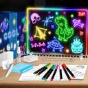 16" Led Drawing Board for Kids with 18 Tracing Pages - 4 Modes & Acrylic Led Note Board with 7 Colors, Light up Magic Boards for Art, Birthday & Valentines Day Gifts for Teenage Girls & Boys, Black
