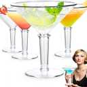 Unbreakable Giant Martini Glasses set of 4, 48 oz Plastic Cocktail Glasses, Jumbo, Reusable, BPA Free, Detachable, Perfect for Picnic, Beach & Patio Party, Appetizers, Birthday, Wedding and All Events