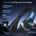 2 x OLV Neck Fan 5000mAh Rechargeable Battery Portable Fan 360 Bladeless Cooling 3 Speeds Powerful Airflow Personal Foldable Neck Fan Gifts for Men Women Home Office,Travel,Sports,Golf,Camping Black