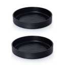 Phoenix Vine 8 Inch Plastic Plant Saucer Water Drip Tray, Heavy Sturdy Round Plant Drainage Tray for Indoors Outdoor, Set of 2, Matte Black, 21-TY-8B-2