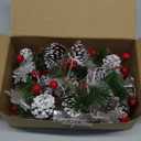 Pine Garland with Lights Christmas Garlands 6.56FT 20 Snow LED Battery Operated Garland with Red Berry and Holiday Pinecones Prelit Lights for Home Windows Fireplace Stairs Christmas Tree Decortions